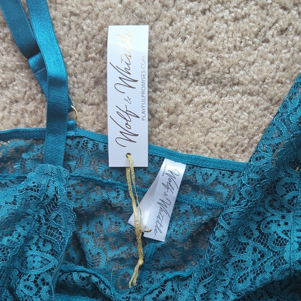 Teal Lace Chemise - Picture 2 of 5